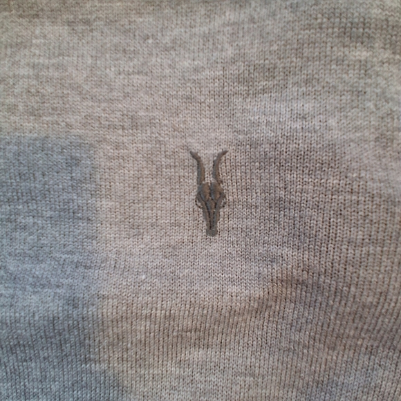 All Saints Mode Merino Crew Neck  Ramskull Grey Sweater Size M - Picture 4 of 9
